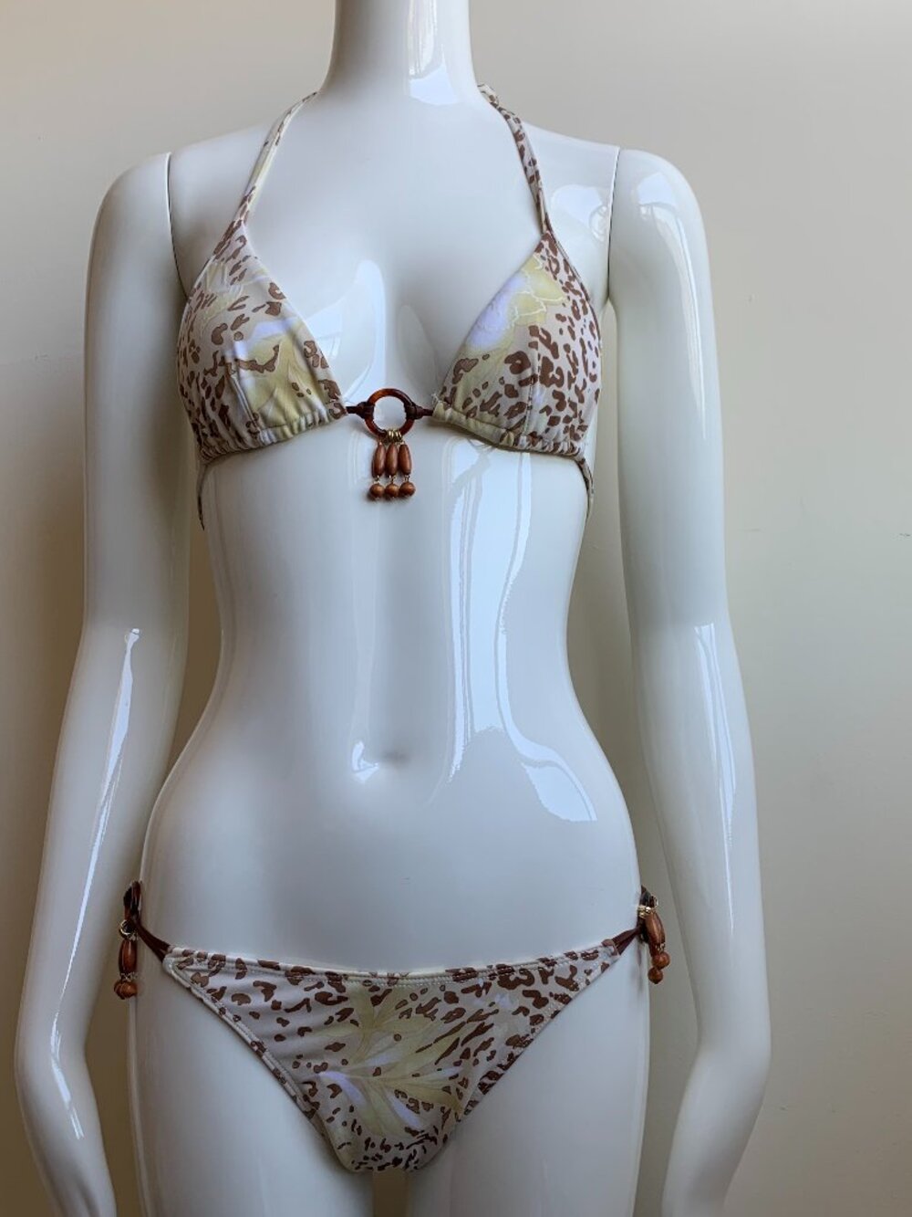 Sauvage cream beige beaded bikini